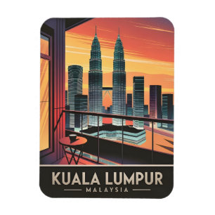Vintage Reizen Kuala Lumpur Maleisië Zonsondergang Magneet