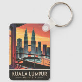 Vintage Reizen Kuala Lumpur Maleisië Zonsondergang Sleutelhanger (Achterkant)