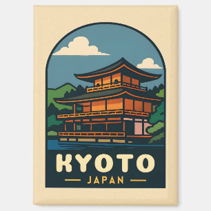 Vintage Reizen Kyoto Japan Retro Schilderachtig la Magneet
