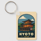Vintage Reizen Kyoto Japan Retro Schilderachtig la Sleutelhanger (Voorkant)