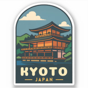 Vintage Reizen Kyoto Japan Retro Schilderachtig la Sticker