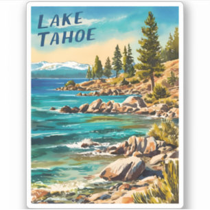 Vintage reizen Lake Tahoe California Retro stijl Sticker