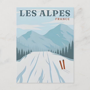 Vintage reizen les alpes Frankrijk retro waterverf Briefkaart