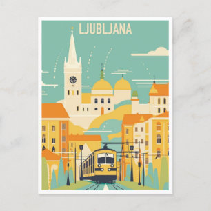 Vintage reizen Ljubljana Slovenië retro waterverf Briefkaart
