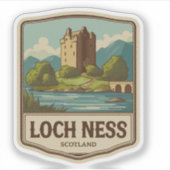 Vintage Reizen Loch Ness Schotland Sticker (Voorkant)