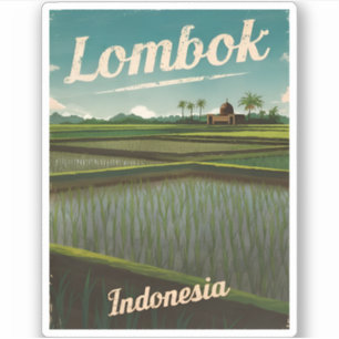 Vintage Reizen Lombok Indonesië Retro Schilderacht Sticker