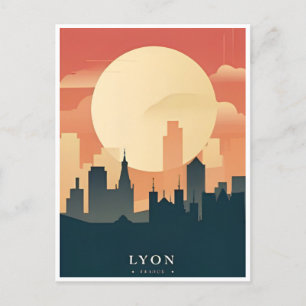 vintage reizen Lyon Frankrijk toerisme retro Briefkaart