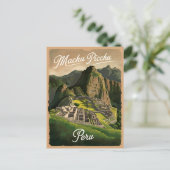 Vintage Reizen Machu Picchu Peru Retro Graphic Briefkaart (Staand voorkant)