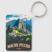 Vintage Reizen Machu Picchu Peru Retro Landschap Sleutelhanger (Achterkant)