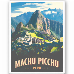 Vintage Reizen Machu Picchu Peru Retro Landschap Sticker