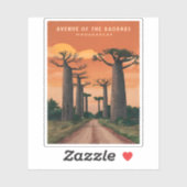 Vintage reizen Madagaskar baobab bomen landschap Sticker (Vel)