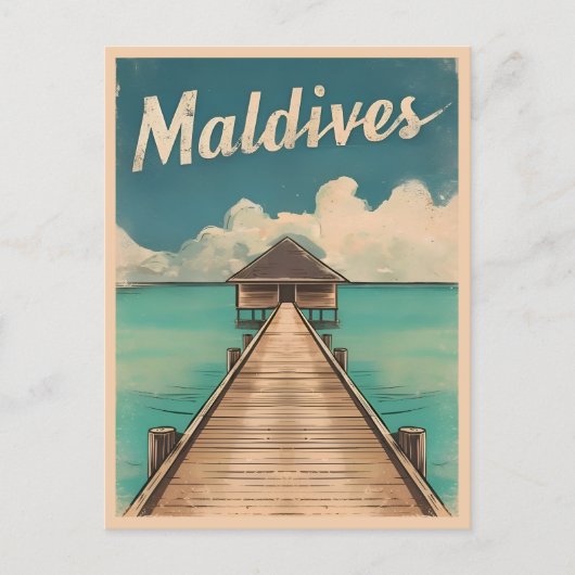 Vintage reizen Malediven Island Retro Schilderacht Briefkaart (Voorkant)