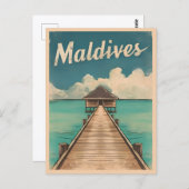 Vintage reizen Malediven Island Retro Schilderacht Briefkaart (Voorkant / Achterkant)