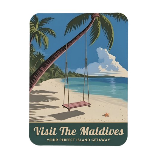Vintage Reizen Malediven Island Seaside Schilderac Magneet (Verticaal)
