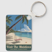 Vintage Reizen Malediven Island Seaside Schilderac Sleutelhanger (Achterkant)