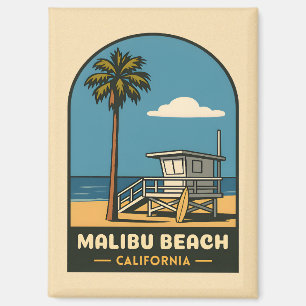 Vintage Reizen Malibu Beach Californië Kust Retro Magneet