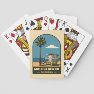 Vintage Reizen Malibu Beach Californië Kust Retro Pokerkaarten