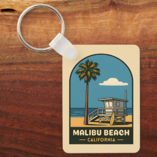 Vintage Reizen Malibu Beach Californië Kust Retro Sleutelhanger
