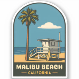 Vintage Reizen Malibu Beach Californië Kust Retro Sticker
