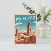 Vintage Reizen Marokko Noord-Afrika Retro Schilder Briefkaart (Staand voorkant)