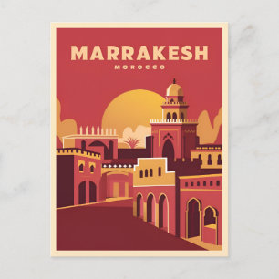 Vintage Reizen Marrakesh Marokko Retro Schilderach Briefkaart