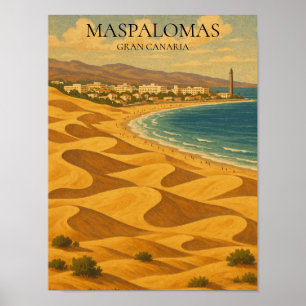 Vintage Reizen Maspalomas, Gran Canaria Duinen Poster