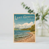 Vintage Reizen Meer van Genève Zwitserland Retro Briefkaart (Staand voorkant)