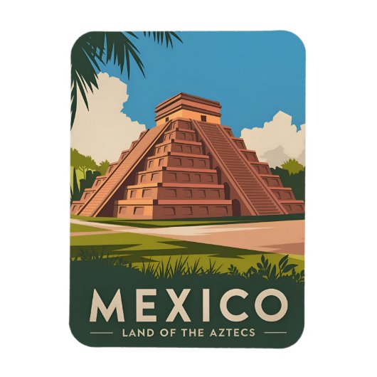 Vintage Reizen Mexico Azteekse Piramide Retro Grap Magneet (Verticaal)