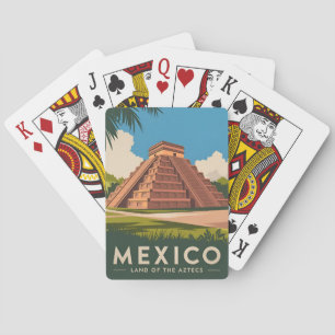 Vintage Reizen Mexico Azteekse Piramide Retro Grap Pokerkaarten