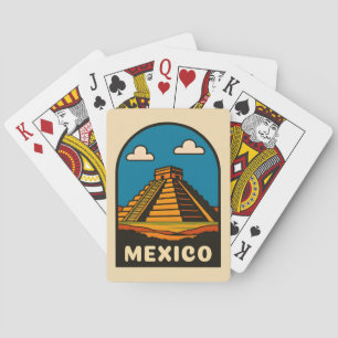 Vintage Reizen Mexico Azteekse Piramide Retro Schi Pokerkaarten
