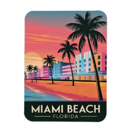 Vintage Reizen Miami Beach Florida Sunset Seaside Magneet
