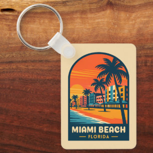 Vintage Reizen Miami Beach Florida Sunset Seaside Sleutelhanger