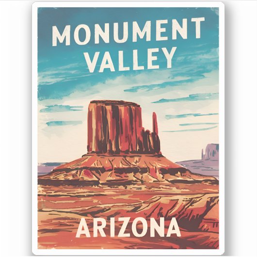 Vintage Reizen Monument Valley Arizona Retro Sticker (Voorkant)