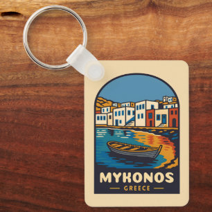 Vintage Reizen Mykonos Griekenland Eiland Seaside  Sleutelhanger