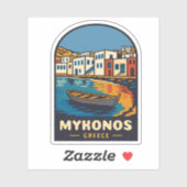 Vintage Reizen Mykonos Griekenland Eiland Seaside  Sticker (Vel)