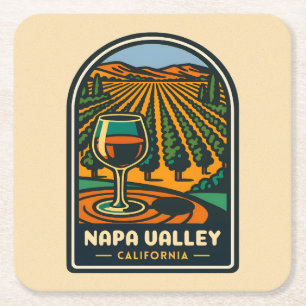 Vintage Reizen Napa Valley California Winery Retro Kartonnen Onderzetters