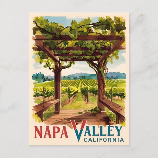 Vintage reizen Napa Valley Californië wijngaard Briefkaart (Voorkant)