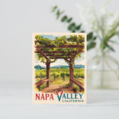 Vintage reizen Napa Valley Californië wijngaard Briefkaart (Staand voorkant)