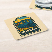 Vintage Reizen Napels Italië Retro Schilderachtig Kartonnen Onderzetters (Schuin)