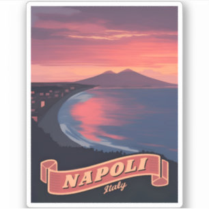 Vintage Reizen Napels Italië Sunset Retro Schilder Sticker
