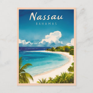 Vintage Reizen Nassau Bahamas Beach Retro Schilder Briefkaart