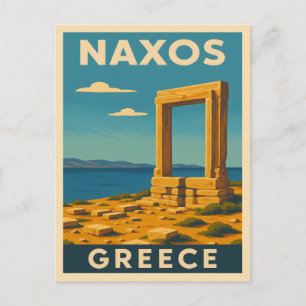Vintage Reizen Naxos Griekenland Kust Retro Schild Briefkaart