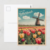 Vintage Reizen Nederland Tulpen Retro Schilderacht Briefkaart (Voorkant / Achterkant)
