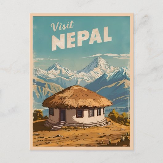 Vintage reizen Nepal Himalaya Retro Schilderachtig Briefkaart (Voorkant)