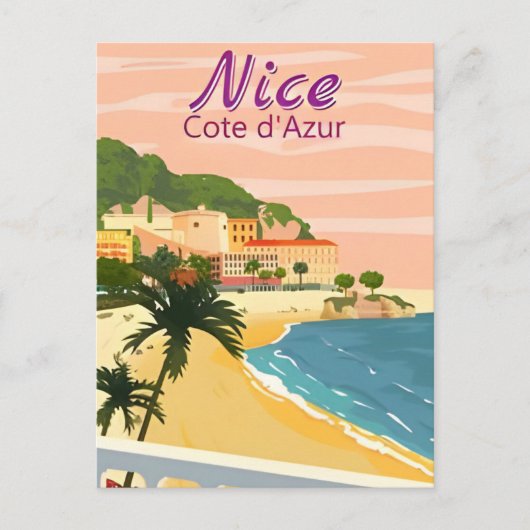 Vintage Reizen Nice Frankrijk cote d'azur retro Briefkaart (Voorkant)