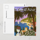 Vintage Reizen Nice Frankrijk cote d'azur retro Briefkaart (Voorkant / Achterkant)
