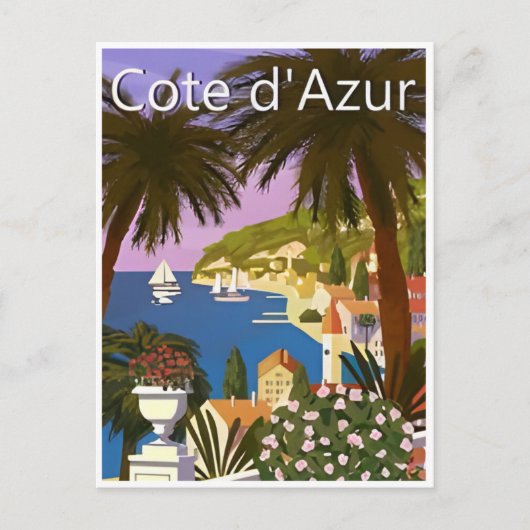Vintage Reizen Nice Frankrijk cote d'azur retro Briefkaart (Voorkant)