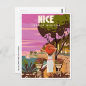 Vintage Reizen Nice Frankrijk cote d'azur retro Briefkaart (Voorkant / Achterkant)