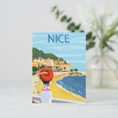 Vintage Reizen Nice Frankrijk cote d'azur retro Briefkaart (Staand voorkant)