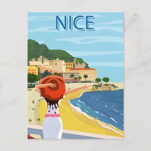 Vintage Reizen Nice Frankrijk cote d'azur retro Briefkaart (Voorkant)